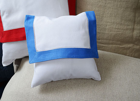 Mini Hemstitch Baby Envelope Pillows. 8x8" French Blue border